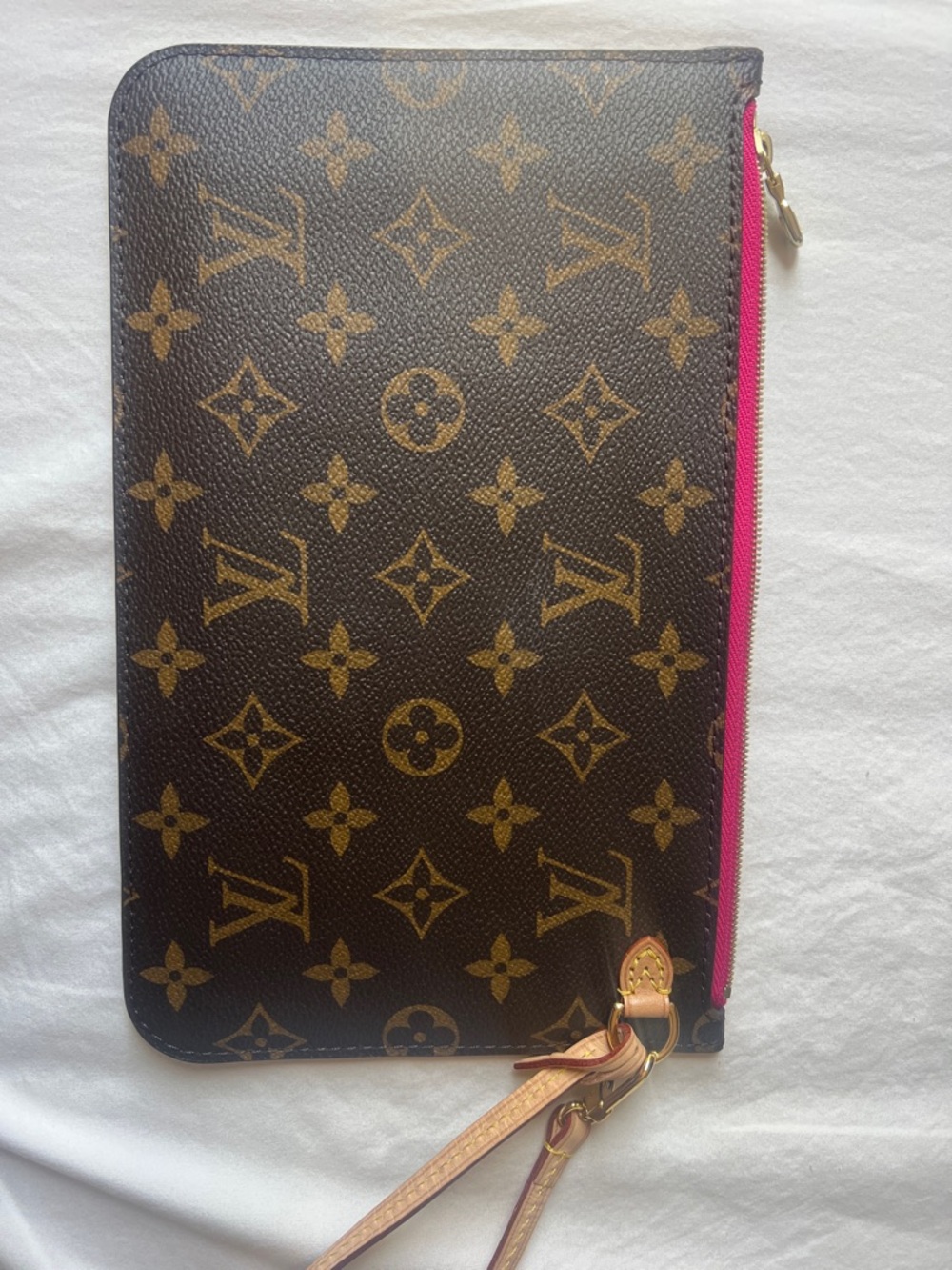 Louis Vuitton Monogram Pouch in Brown with Pink Trim